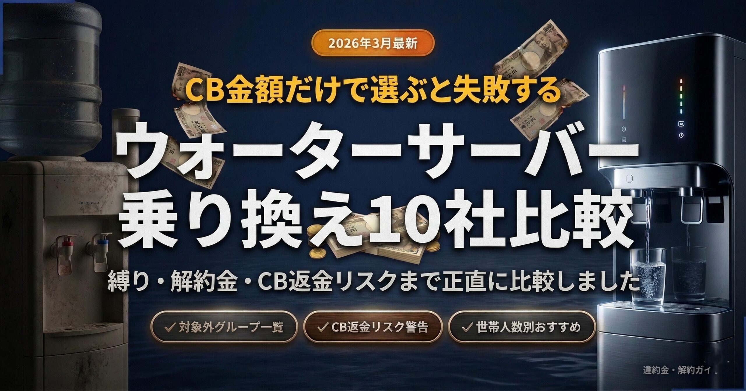 ウォーターサーバー乗り換えキャンペーン10社比較（キャッシュバック金額だけで選ぶと失敗する理由を解説）
